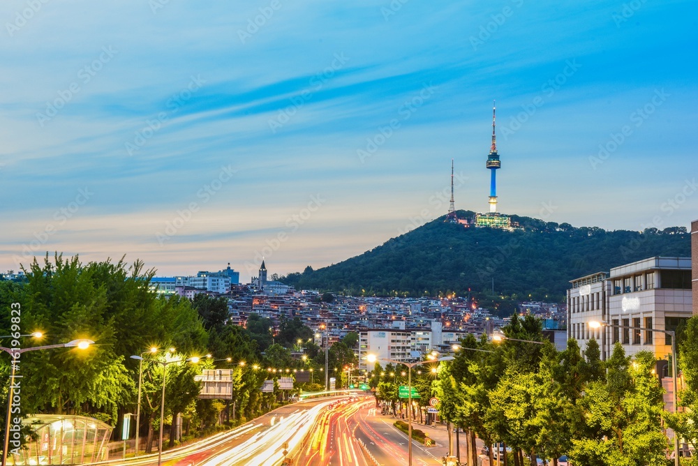 Obraz premium itaewon city nightview, seoul, korea