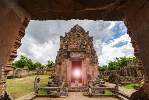 Panomrung ancient stone castle, famous place for historical travel in Buriram Thailand photo