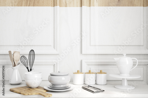 White wooden kitchen countertop © ImageFlow