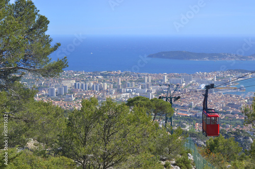 Passenger train on the railway bridge on the Rhone River between Tarascon and Beaucaire, France