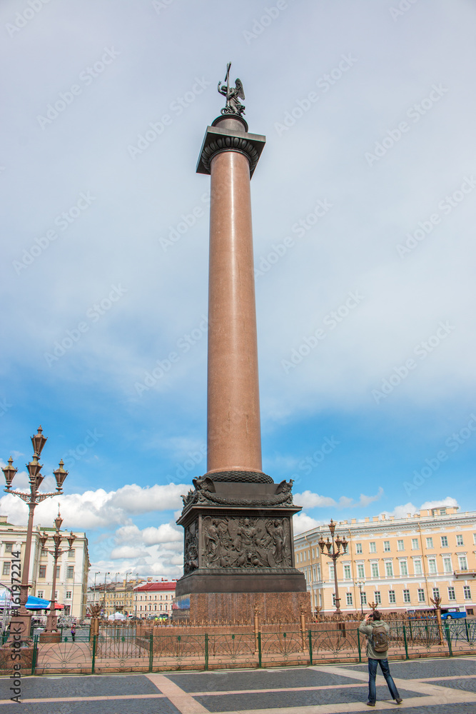 Alexandersäule (Александровская колонна) Palastplatz (Дворцовая площадь) Sankt Petersburg (Санкт-Петербург) Russland (Россия)
