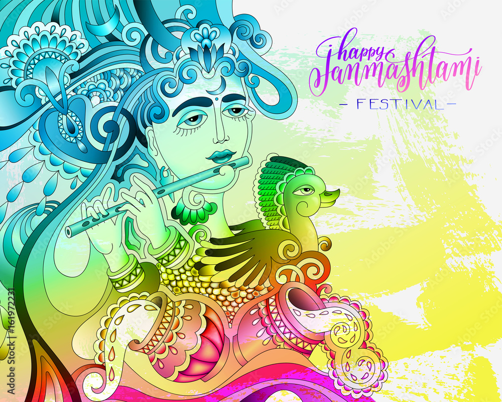 happy janmashtami celebration colorful design