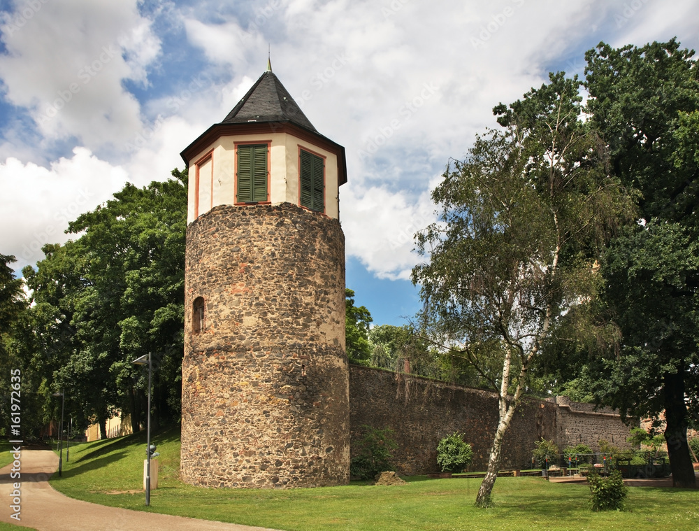 Ochsenturm tower at Altes Schlossat (Old castle) in Hochst (district of Frankfurt am Main). Germany