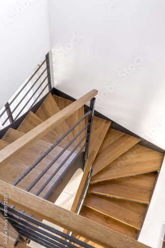 Wood staircase with black frame