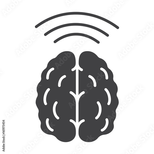 Brain waves glyph icon