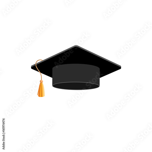 Graduation hat. Isolated on white. Vector illustration. Flat style. Isolated.