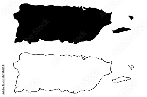 Puerto Rico map vector illustration, scribble sketch  Puerto Rico photo
