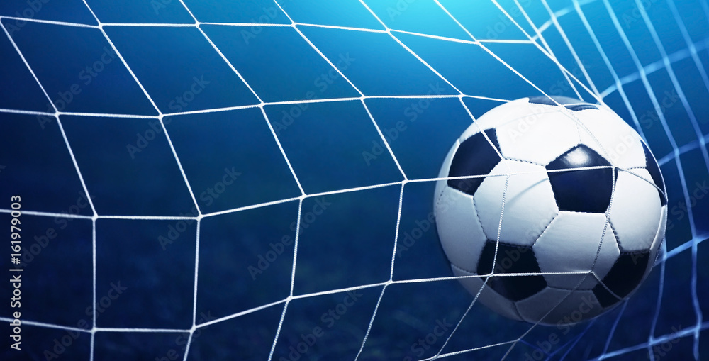 Fototapeta premium Soccer ball in goal