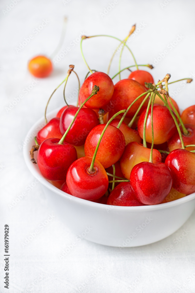 Cherry isolated on white background. Agriculture. Close-up. Top view Cherry isolated on white background. Agriculture. Close-up. Top view