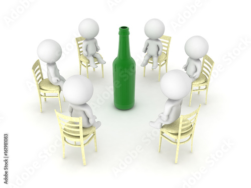 3D illustration of alcoholics anonymus twelve step program meeting