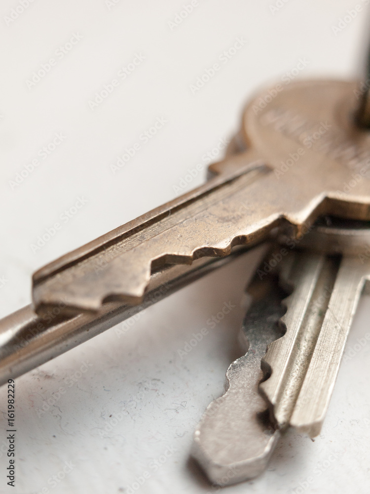assortment of keys on white background assortment of keys on white background
