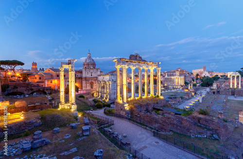 Rome. Roman Forum at sunset. © pillerss