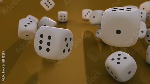Cube dices falling and white background