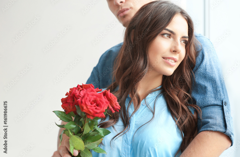 Beautiful couple with bouquet, closeup Beautiful couple with bouquet, closeup