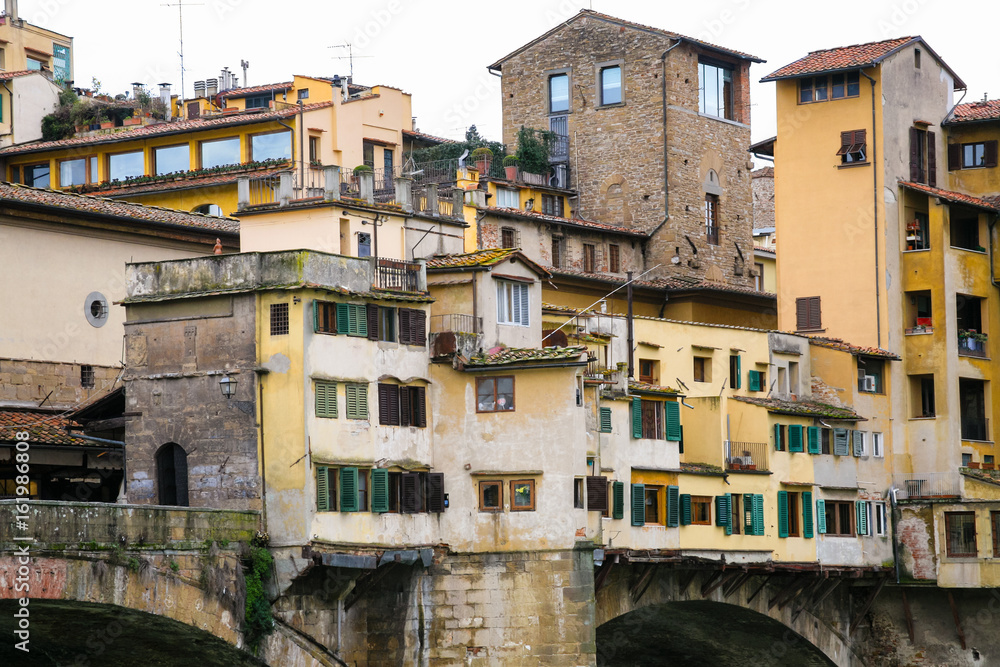 houses on medieval Ponte Vecchio in Florence