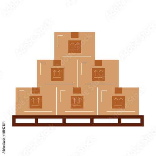 pile boxes in stowages carton delivery icon vector illustration design