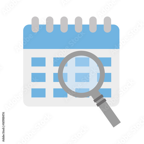 calendar reminder with magnifying glass vector illustration design
