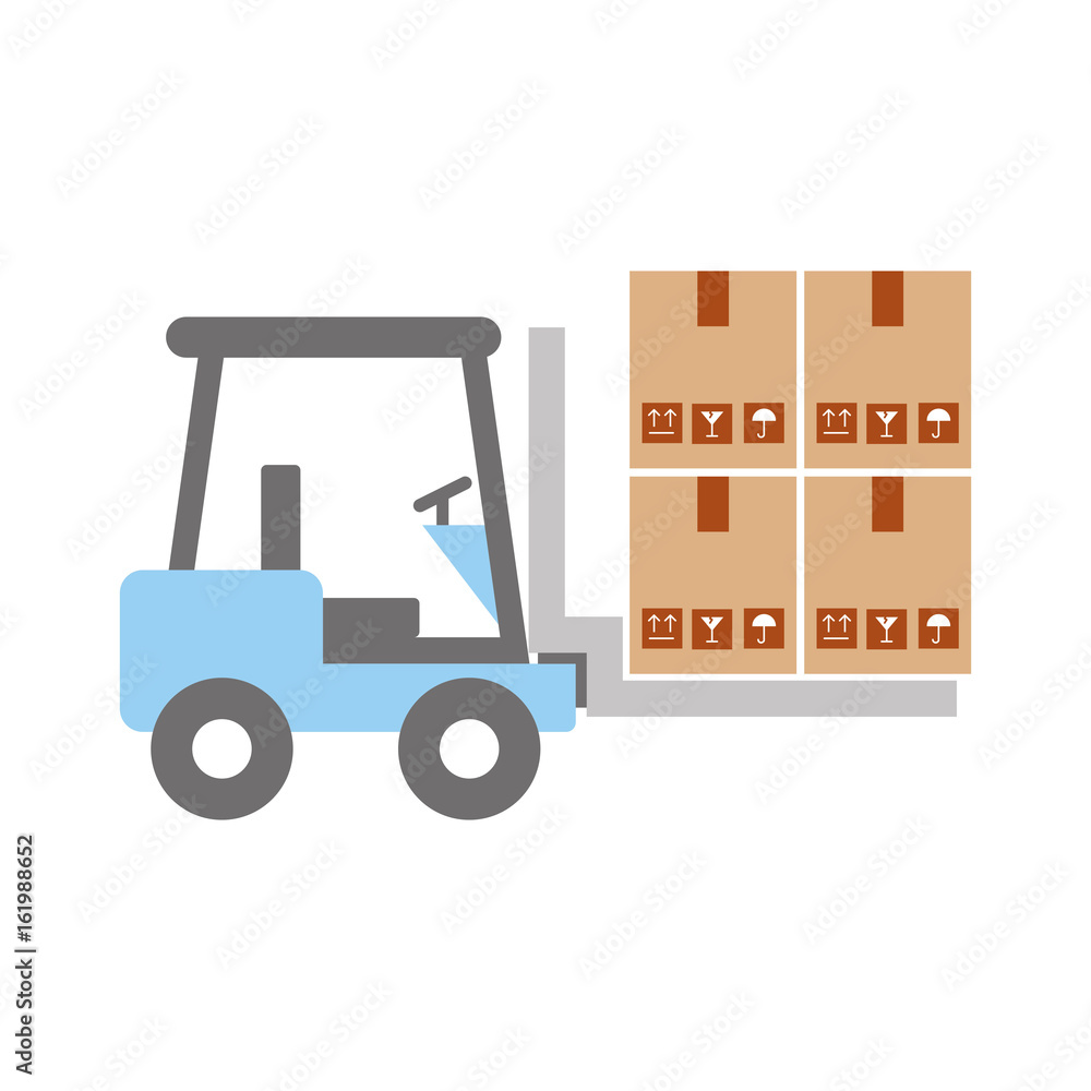 forklift vehicle with boxes vector illustration design forklift vehicle with boxes vector illustration design
