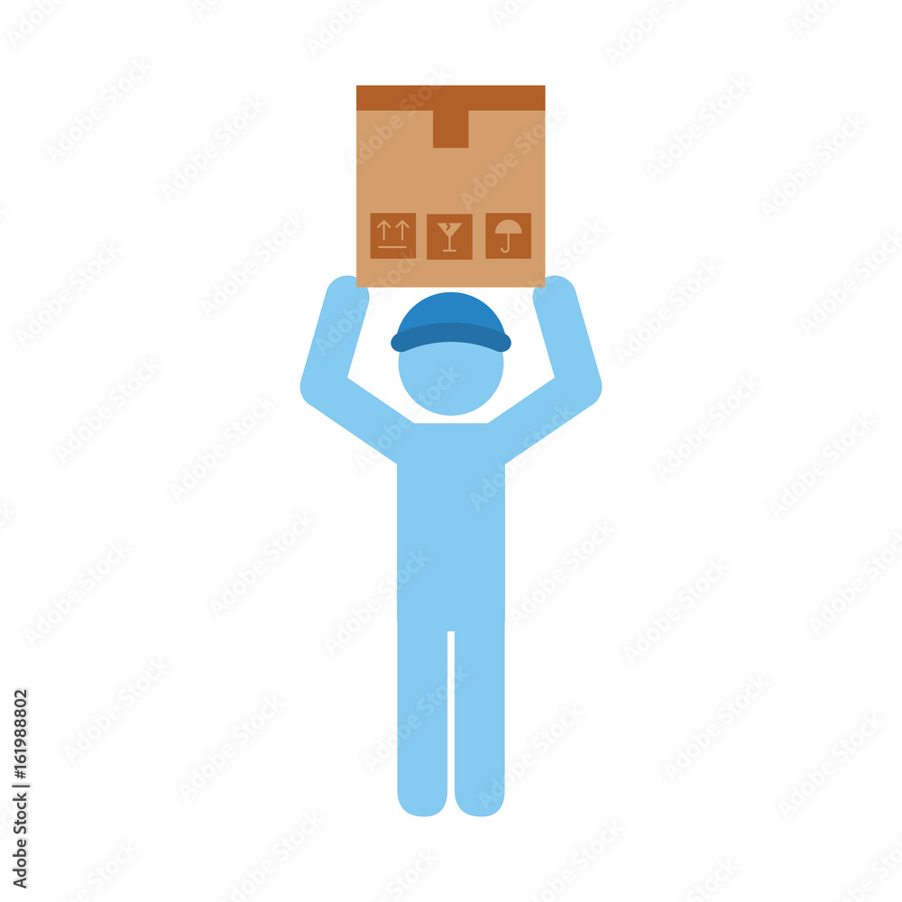 delivery worker with box avatar character vector illustration design delivery worker with box avatar character vector illustration design