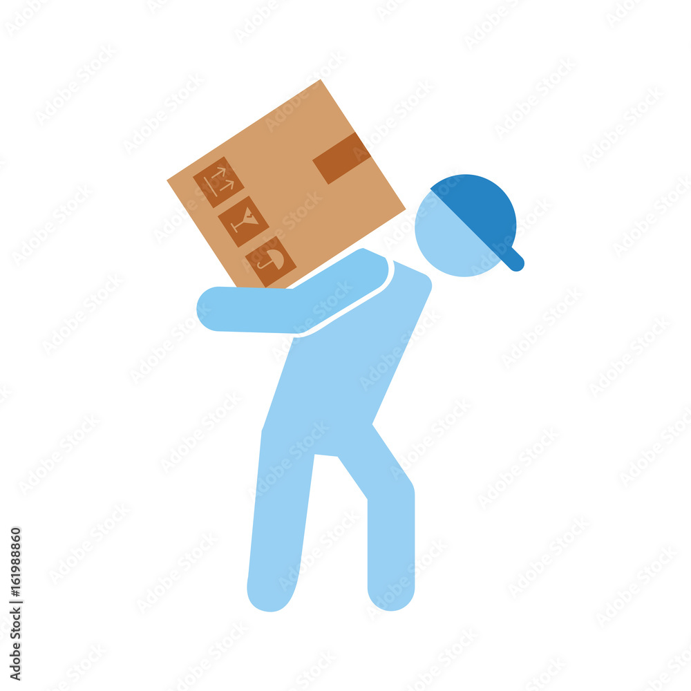 delivery worker with box avatar character vector illustration design delivery worker with box avatar character vector illustration design