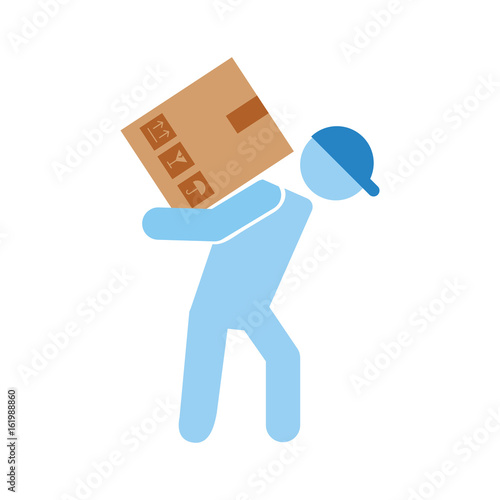 delivery worker with box avatar character vector illustration design