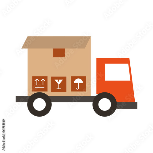 truck delivery with box service icon vector illustration design