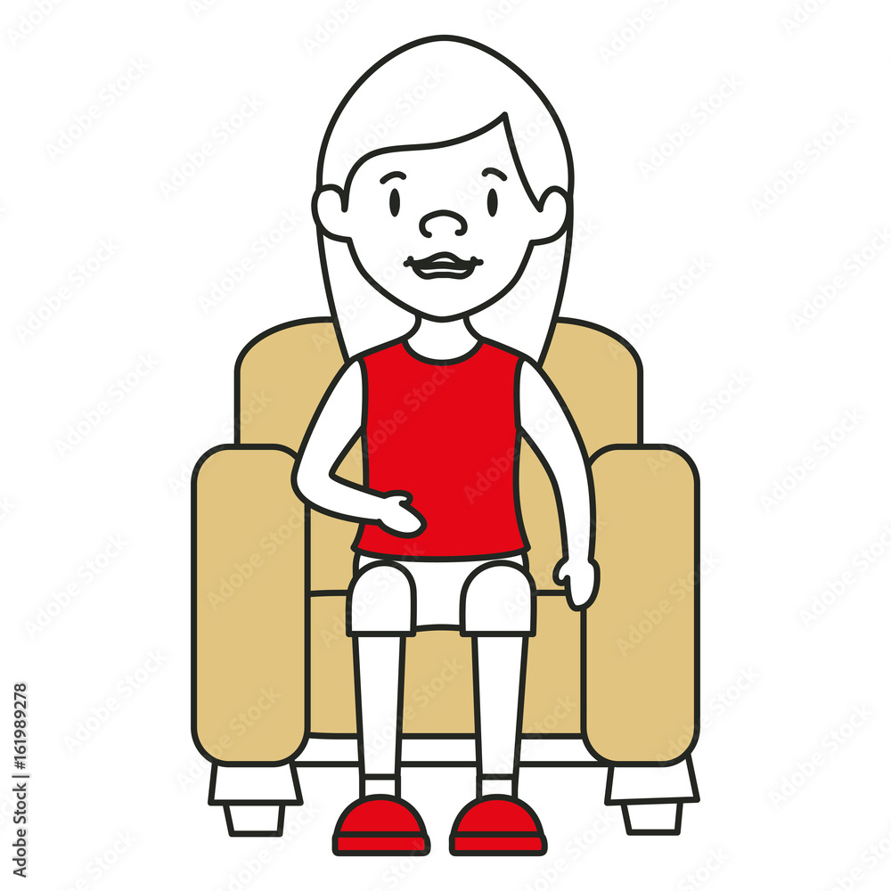 Young woman sitting on sofa vector illustration design Young woman sitting on sofa vector illustration design