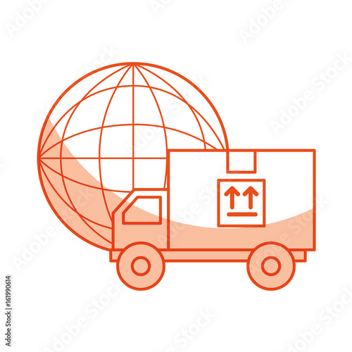 truck delivery with planet service icon vector illustration design