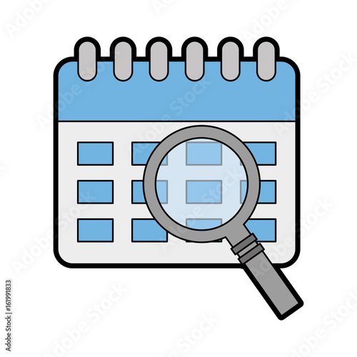 calendar reminder with magnifying glass vector illustration design