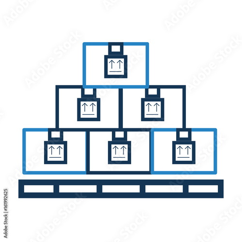 pile boxes in stowages carton delivery icon vector illustration design