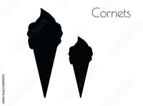Cornets silhouette on white background