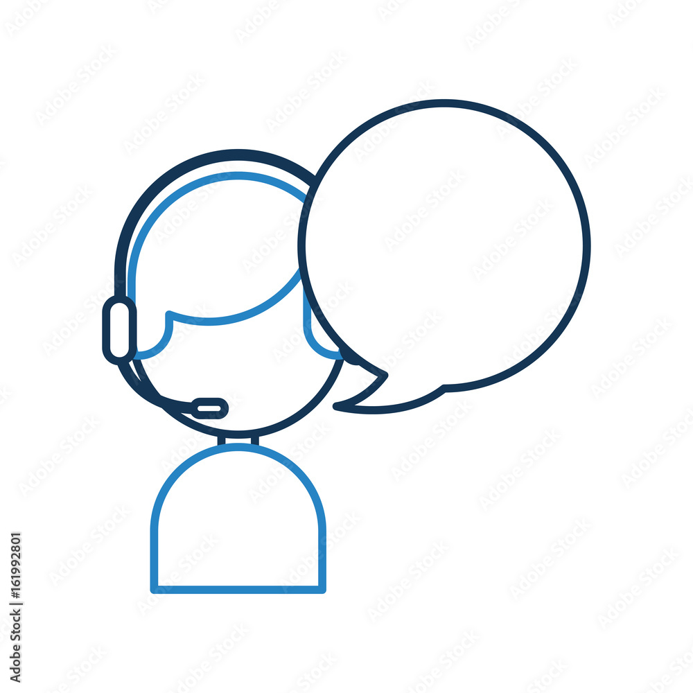 Fototapeta premium call center agent with speech bubble avatar vector illustration design