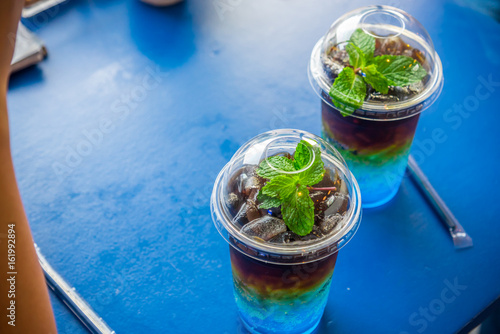 Ice coffee mix blue hawaii.