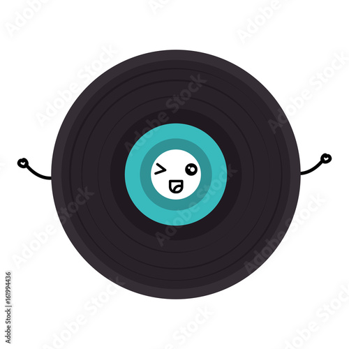 vinyl disk kawaii character vector illustration design