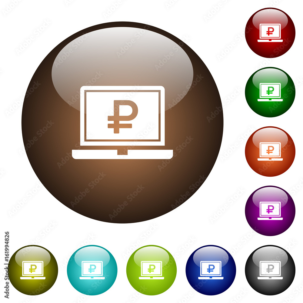 Laptop with Ruble sign color glass buttons Laptop with Ruble sign color glass buttons