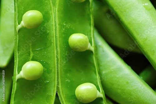 Fresh green peas for cooking view