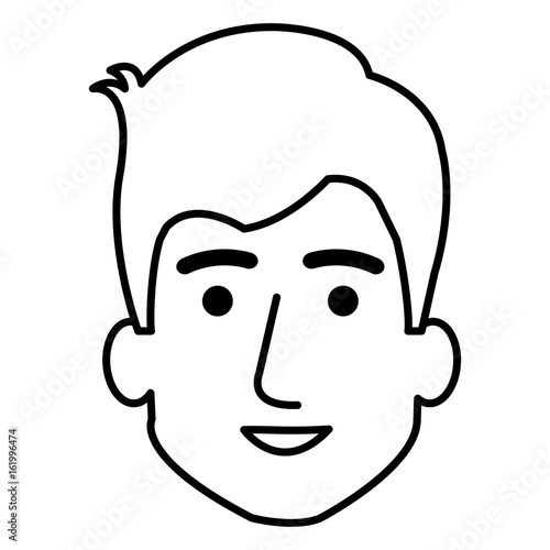 young man head avatar character vector illustration design