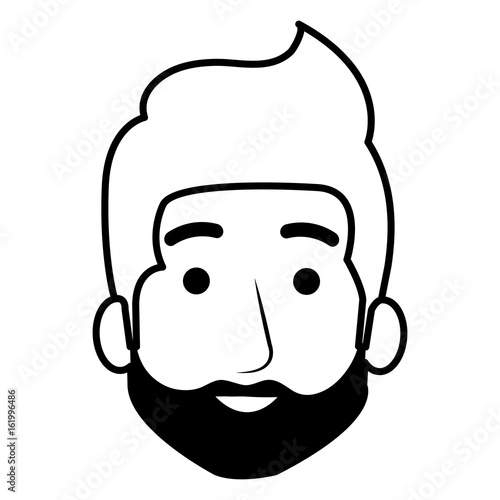young man head avatar character vector illustration design