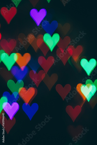 Heart-shaped bokeh; multico...
