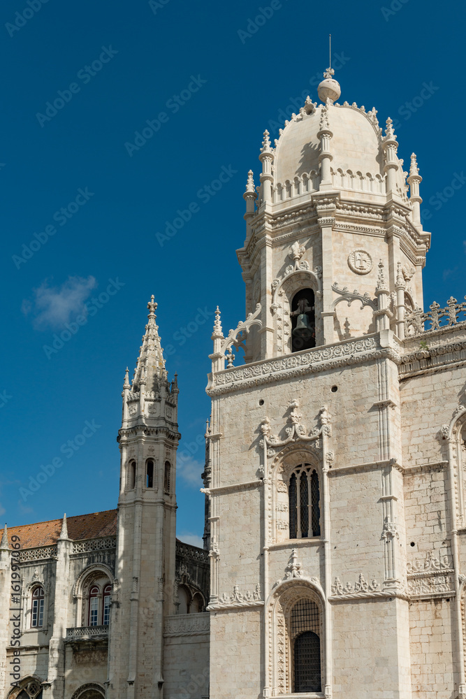 The Jeronimos Monastery Bell Tower in Lisbon, Portugal