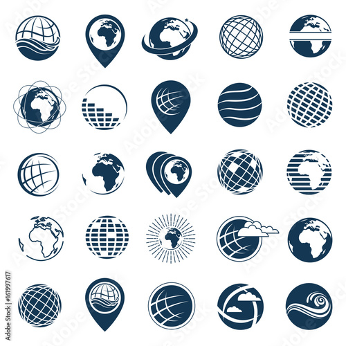 collection of earth planet globe logo