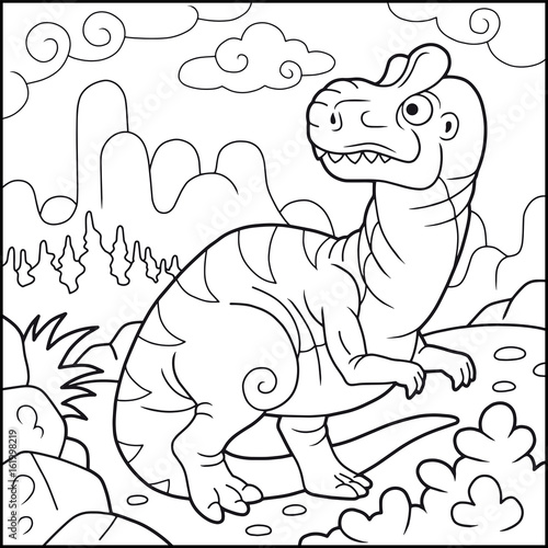 Cartoon funny allosaurus, coloring book © fargon