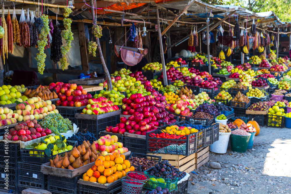 Roadside fruit and vegetable market in Georgia.