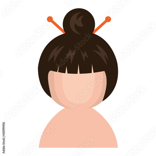 cute Little shirtless japanese doll vector illustration design