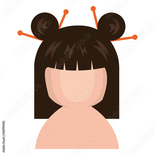 cute Little shirtless japanese doll vector illustration design