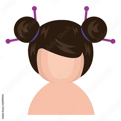 cute Little shirtless japanese doll vector illustration design