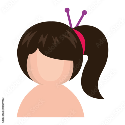 cute Little shirtless japanese doll vector illustration design