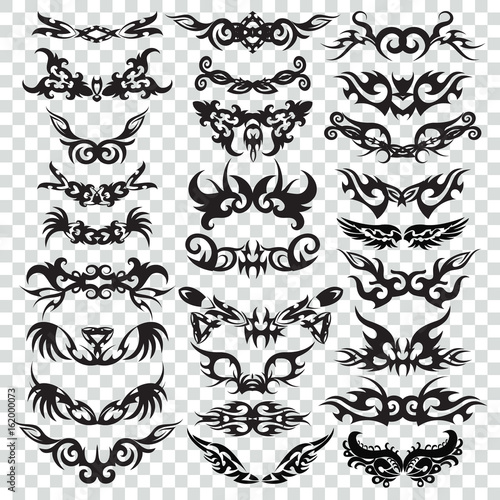 Tribal tattoo set design element.