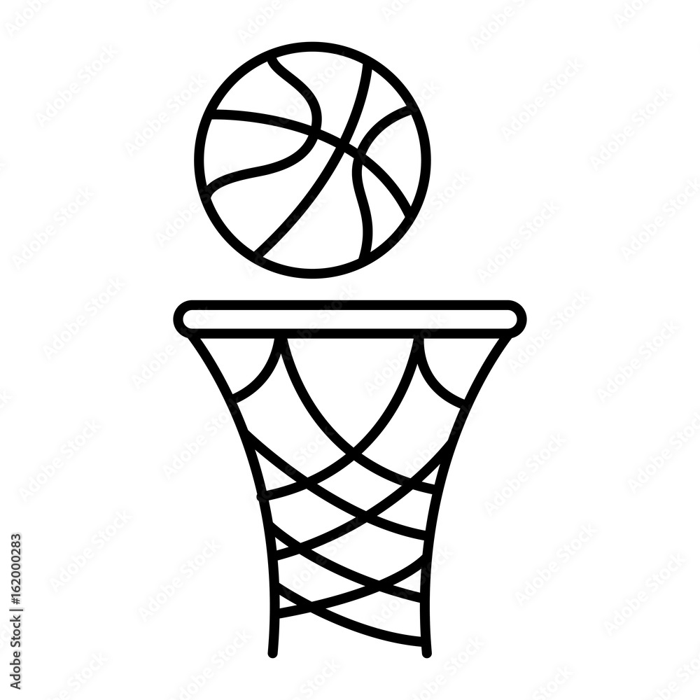basketball balloon and basket vector illustration design basketball balloon and basket vector illustration design