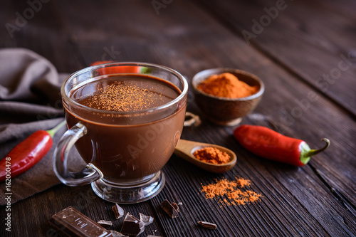 Hot chocolate with red chili pepper